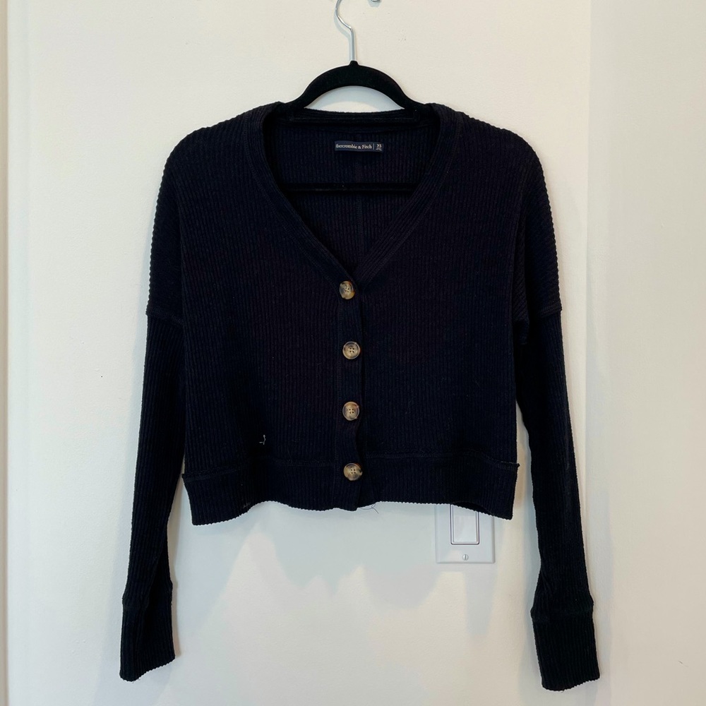 Abercrombie and Fitch Black Buttoned Blouse Top